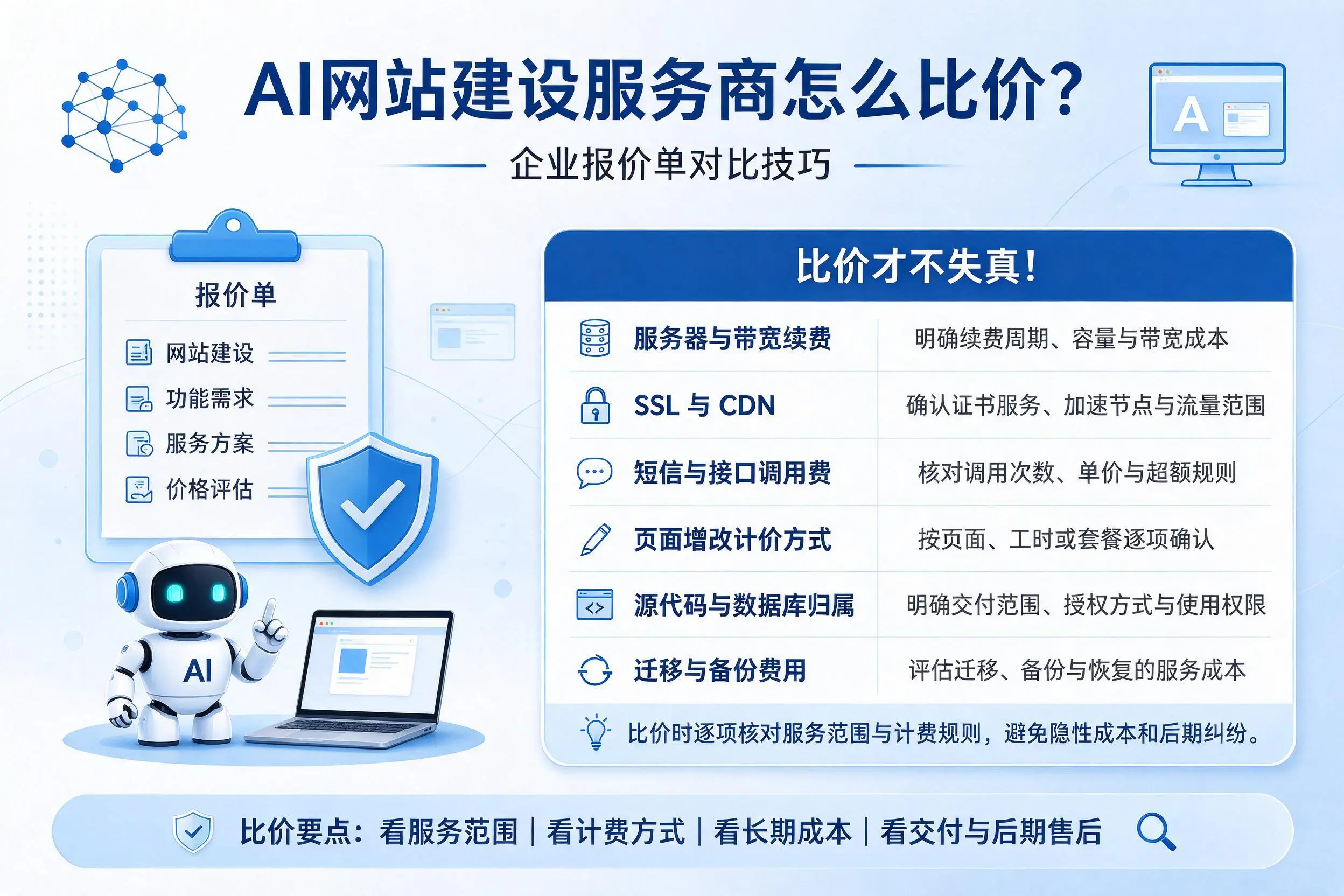 AI网站建设服务商怎么比价?临夏企业报价单对比技巧